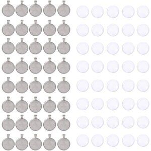 160 Pcs 25 mm Stainless Steel Round Blank Bezel Set, Including 80 Pendant Trays